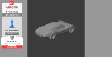 3D rendered model of an Alfa Romeo 33 Stradale, viewed from an angled rear position.