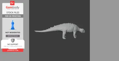 3D model of a Minmi dinosaur, featuring armored back and long tail, for 3D printing.