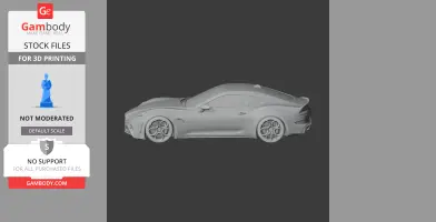 3D model of an Alfa Romeo 6C scale vehicle for 3D printing, side view, displayed on a dark background.