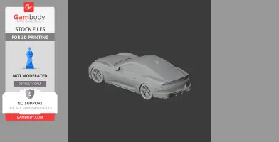 3D model of a sleek Alfa Romeo 6C sports car for 3D printing, shown from a rear-side angle.