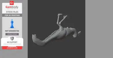 A 3D model of a Mononykus dinosaur, shown upside down, with detailed limbs and body texture for printing.