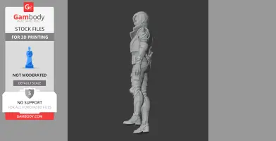 A detailed, armored character figurine from Apex Legends, standing in profile.