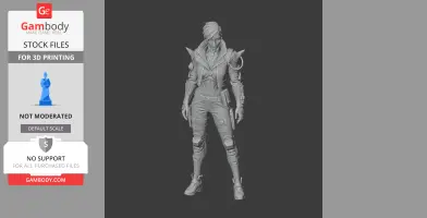 Detailed futuristic character figure in armor from a video game, 3D model for printing.