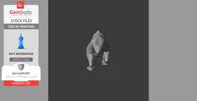 3D model of Montanoceratops dinosaur in a standing pose, viewed from the front for printing.