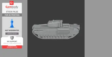 Gray 3D model of an A22 tank for printing, showing side view with detailed tracks and turret.