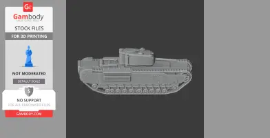 Gray 3D model of an A22 tank, showing detailed tracks and turret, suitable for 3D printing.
