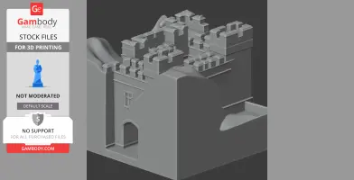 3D model of Alnwick Abbey with detailed architecture, featuring towers and battlements for printing.