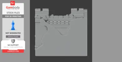 3D printable model of Alnwick Abbey architecture with battlements and towers on a dark background.