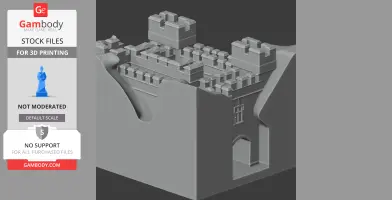 3D model of Alnwick Abbey castle structure with walls and turrets for 3D printing.