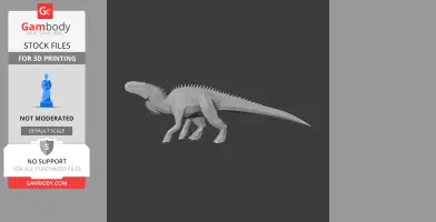 Low-poly 3D model of Morelladon dinosaur with spiked back, side view, for 3D printing.