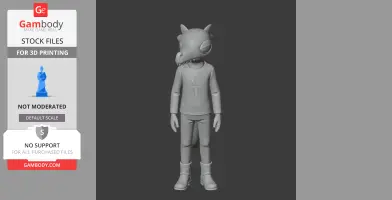 A 3D model of Angus Delaney from 'Night in the Woods,' featuring a cartoonish figure with an ankh symbol.