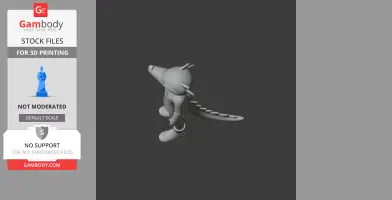 A 3D model of a stylized anthropomorphic character with a long snout and tail, standing upright.