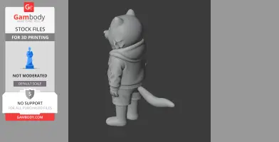 A 3D model of a cartoon-like character with a dog head, wearing a hoodie and shorts, viewed from behind.