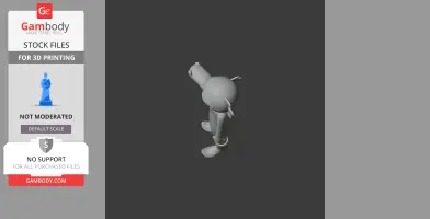 3D model of an anthropomorphic character with large feet and ears, viewed from an elevated angle.
