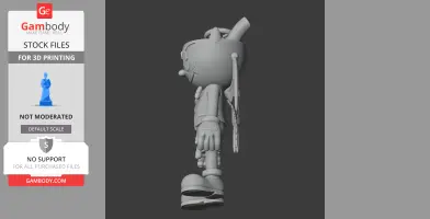 Side view of a Cuphead character 3D model with a wing for 3D printing.