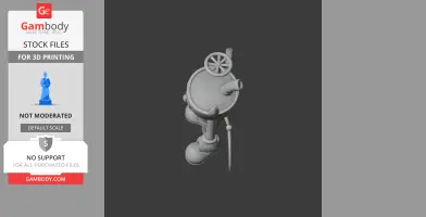 A 3D model of a cartoonish figure with large shoes and a wheel-like headpiece, viewed from above.
