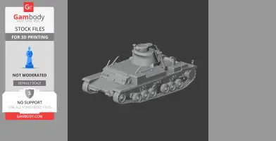 3D model of an A7 medium tank with detailed tracks and turret for 3D printing.