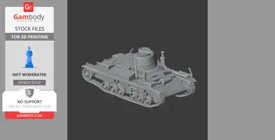 3D model of an A7 medium tank, detailed with tracks and turret, in gray, for 3D printing.