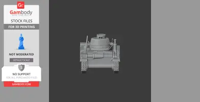 A 3D model of the A7 medium tank, detailed for 3D printing, shown from the front.