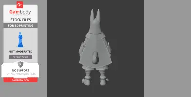 A 3D model of a stylized Anubis character viewed from the back, featuring armor and a long tail.
