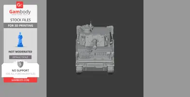 3D model of an Abbot artillery tank front view, detailed for 3D printing.