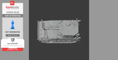 Top view of a detailed 3D model of an Abbot artillery tank, ideal for 3D printing.
