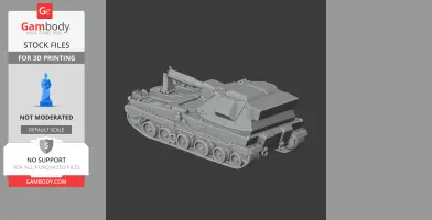 3D model of a detailed AHS Krab tank, designed for 3D printing, on a dark background.