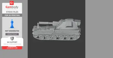 A detailed 3D model of a tank with intricate turret, tracks, and barrel design for printing.