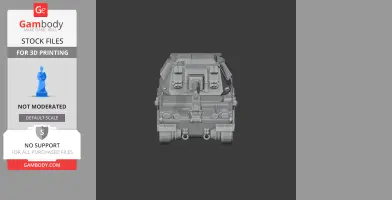Front view of a detailed 3D model of a tank, designed for 3D printing.