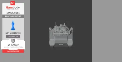 A 3D model of a detailed tank viewed from the front, designed for 3D printing.