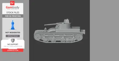 3D model of an AMR 35 tank with detailed treads and turret for 3D printing.