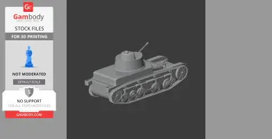 3D model of AMR 35 tank, ready for 3D printing, showcasing detailed tracks and turret.