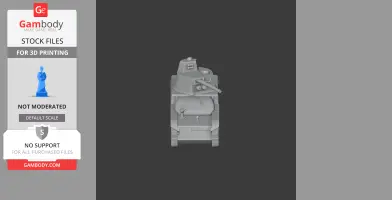 3D model of an AMR 35 tank showing front view with turret and cannon for 3D printing.