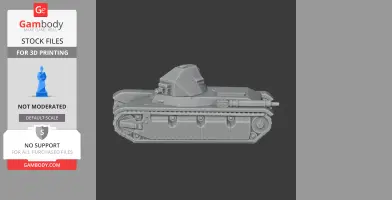 3D model of AMX 38 tank, side view, showcasing detailed tracks and turret for printing.