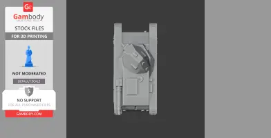Top view of a 3D-printed AMX 38 tank model on a grayscale background.