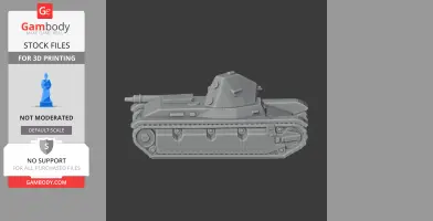 Gray 3D model of an AMX 38 tank for 3D printing, displayed in profile view.