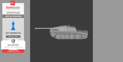 3D model of AMX Chasseur de Char tank, side view for 3D printing.
