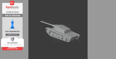3D model of an AMX Chasseur de Char tank, showing details like tracks and a long barrel for printing.