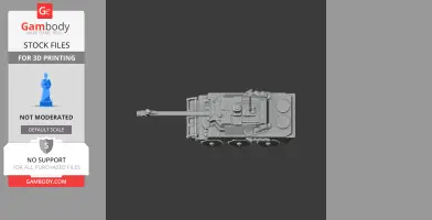 Top view of a detailed AMX-10 RC tank 3D model ready for printing.