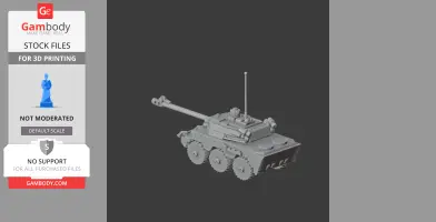 A detailed 3D model of an AMX-10 RC tank designed for 3D printing.