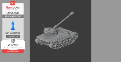 Detailed 3D model of an AMX-13 tank with turret and tracks, ready for 3D printing.