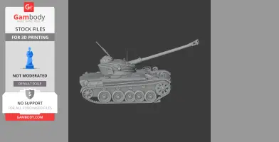 Detailed 3D model of an AMX-13 tank, showing turret, cannon, and tracks. Designed for 3D printing.