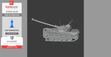 3D model of an AMX-13 tank, showcasing detailed tracks, turret, and barrel, ready for 3D printing.