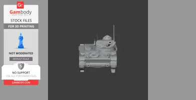 Front view of a detailed AMX-13 tank 3D model, suitable for 3D printing.