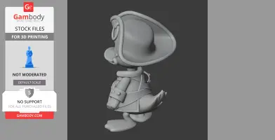 Pirate-themed duck figure in a large hat, designed for 3D printing.