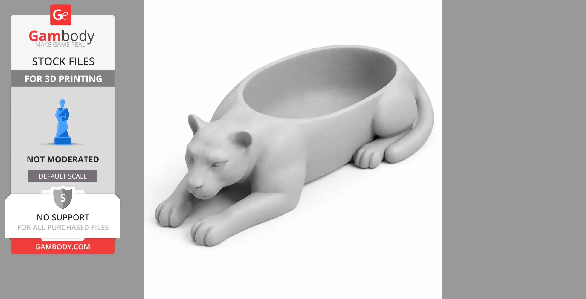 Panther Bowl - Animal Wall Hook STL