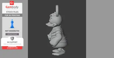 A 3D model of a duck character wearing armor, resembling a mashup of popular figures, with a ring on top.