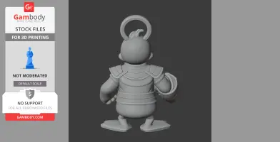 A 3D model mashup of a character with armor and a large ring, viewed from the back.