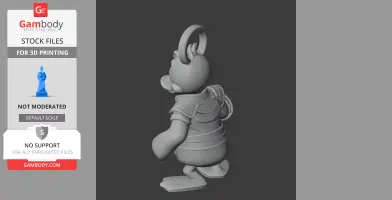 3D model of a duck character in armor, wearing a ring, viewed from the side.