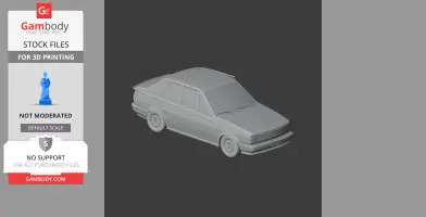 3D model of an Alfa Romeo 75 car in STL format for 3D printing, shown from a side angle.